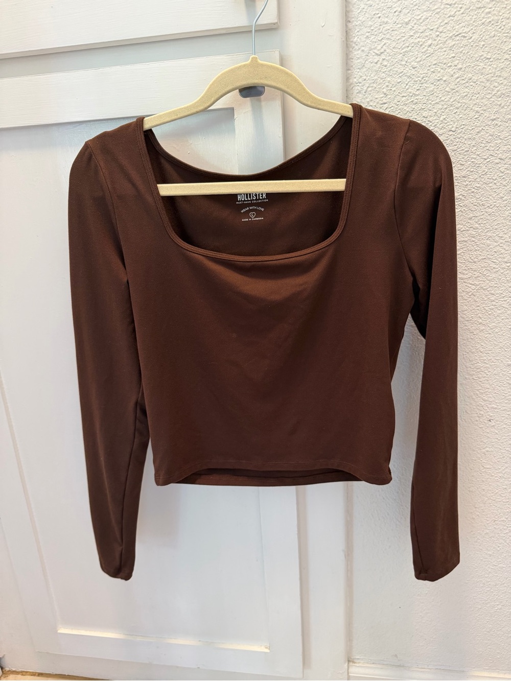 Hollister Brown Long Sleeve Square Neck Top